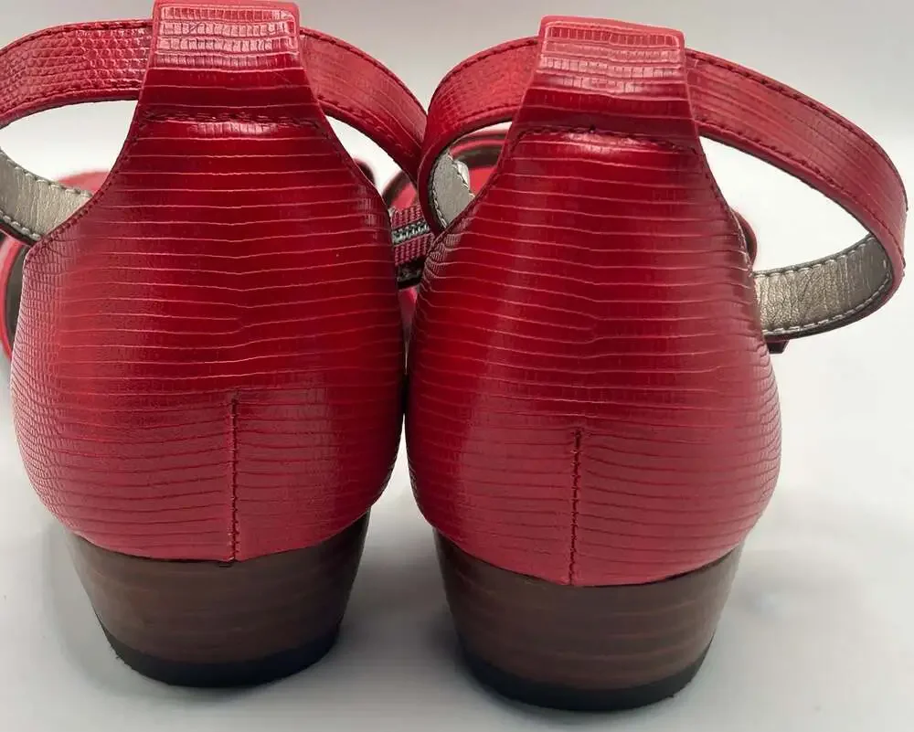 ARRAY Praise Red Textured Wedge Sandals with Ankle Strap